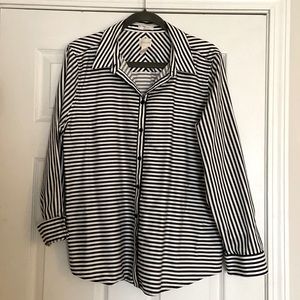 Chicos no iron shirt Sz 2.5 Black and White Stripes.